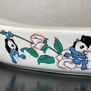 Vintage 1989 Petal Pets Dogwood Oval Casserole Dish - Made In Japan - 12.75 x7